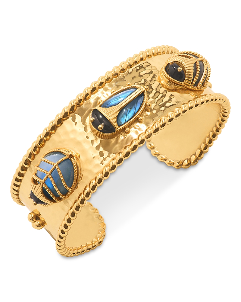 Capucine De Wulf Scarab Family Gemstone Cuff Bracelet