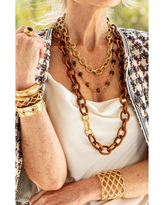 Cleopatra Regal Link Necklace in 18K Gold Plated, 16"