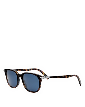 Shop Dior Blacksuit S12i Oval Sunglasses, 52mm In Havana/blue Solid