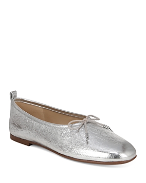 Shop Sam Edelman Women's Ari Square Toe Ballet Flats In Soft Silver