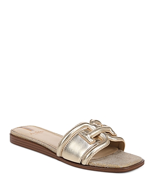 Sam Edelman Irina Slide Sandal Gold Leaf Leather In Gold Quartz