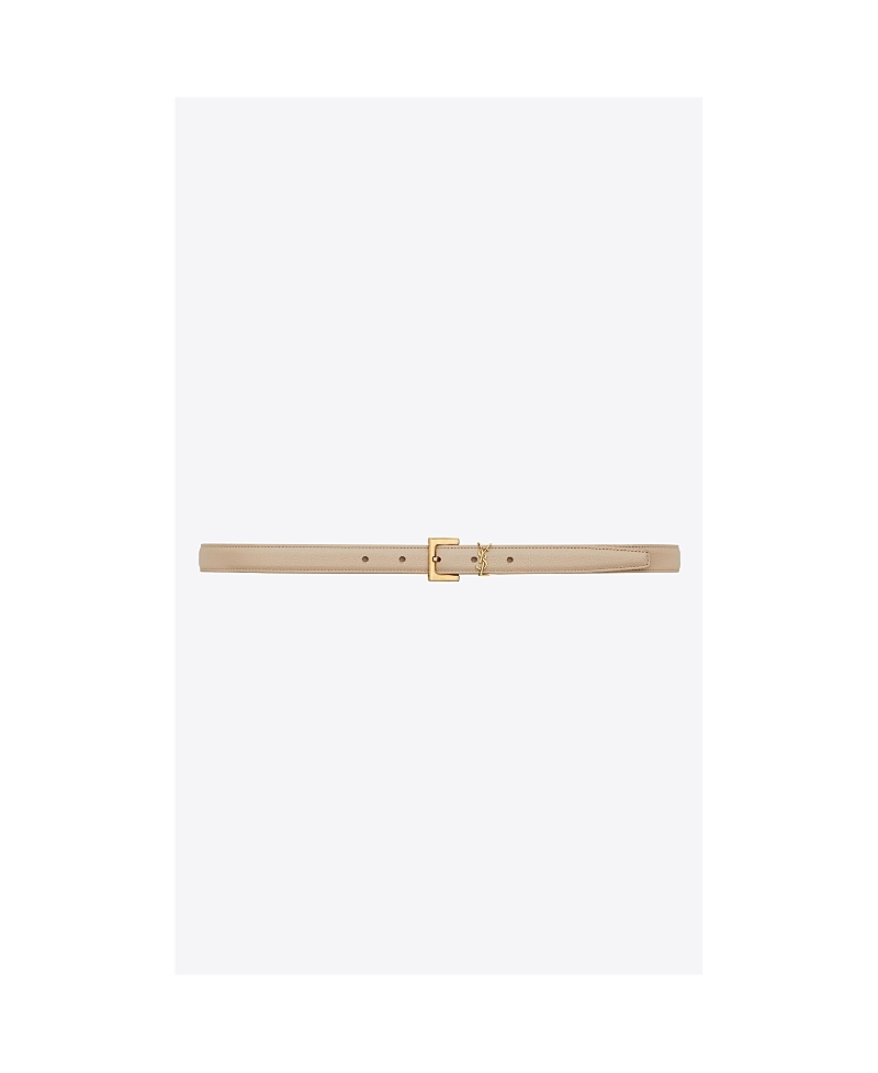 Saint Laurent Cassandre Thin Belt with Square Buckle in Grained Leather