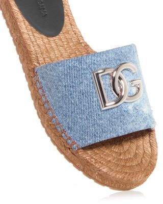 Women's Denim Espadrille Slide Sandals