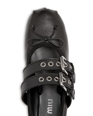 Women's Buckled Ankle Tie Ballet Flats