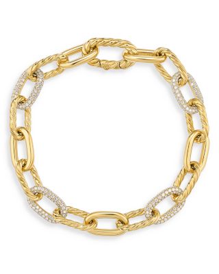DY Madison&reg; Chain Bracelet in 18K Yellow Gold with Diamonds, 8.5mm