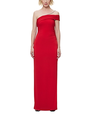 Shop Herve Leger The Olivia Crystal Trim Gown In Chili