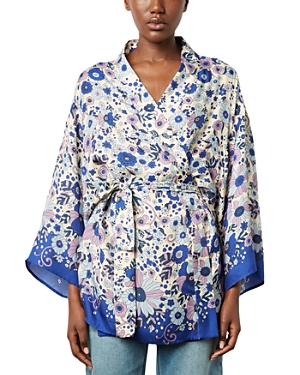 Shop Gerard Darel Betta Silk Blend Kimono In Natural
