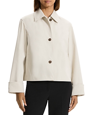 Theory Cropped Wide-cuff Trench Jacket In Sand