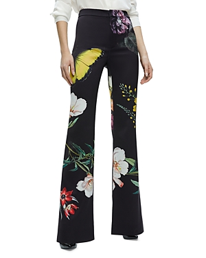 Shop Alice And Olivia Ronnie High Rise Satin Crepe Pants In Essential