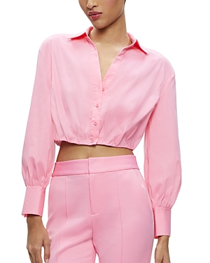Alice and Olivia Trudy Cropped Pleated Blouse