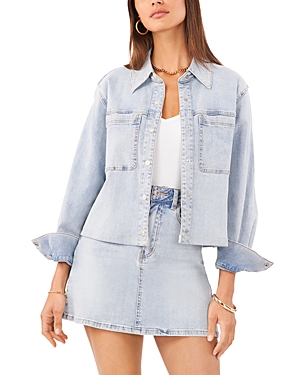 Shop 1.state Cropped Denim Jacket In Light Blue