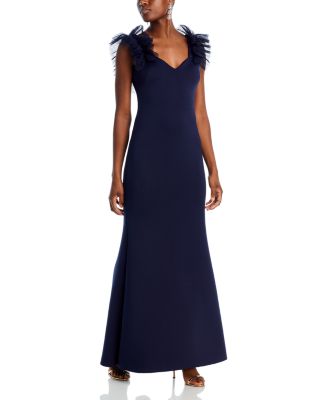 Eliza J Tulle Ruffle Shoulder Gown Bloomingdale's
