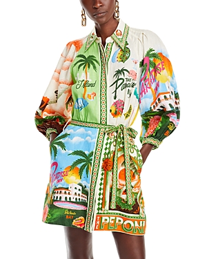 Shop Alemais Paradiso Printed Linen Dress In Multi