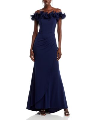 AQUA Ruffled Neck Evening Gown Exclusive Bloomingdale s