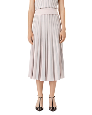 Shop Emporio Armani Pleated Midi Skirt In Plaid Pink