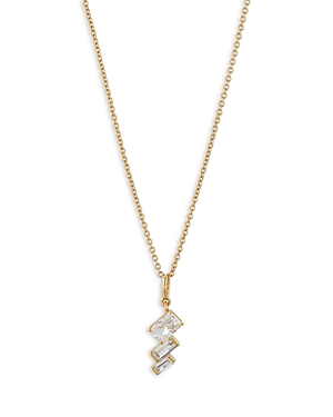Gwen Cubic Zirconia Angled Pendant Necklace in 18K Gold Plated, 16-18