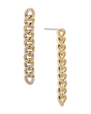 Nadri Twilight Pave Curb Chain Linear Drop Earrings in 18K Gold Plated