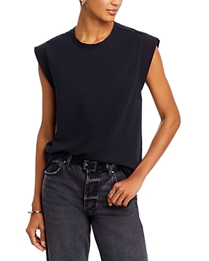 Rag & Bone Mixed Media Muscle Tee In Black