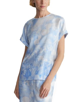Lafayette 148 Tropical Wool-Silk Crystal Embellished Collar Oversized Shirt in Taupe Marl