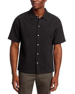 Shop Frame Waffle Textured Short Sleeve Regular Fit Shirt In Black