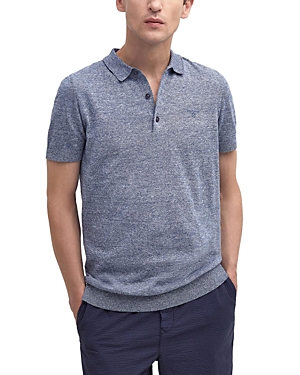 Shop Barbour Buston Knit Polo Shirt In Chambray