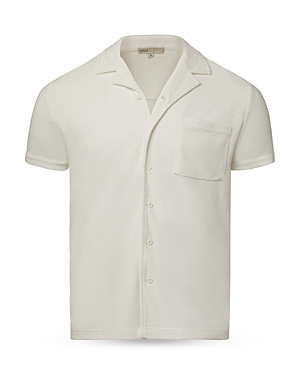 Onia Towel Terry Regular Fit Button Down Camp Shirt In White