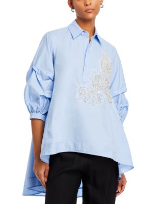 Nancy Yang - Beaded Puff Sleeve Shirt