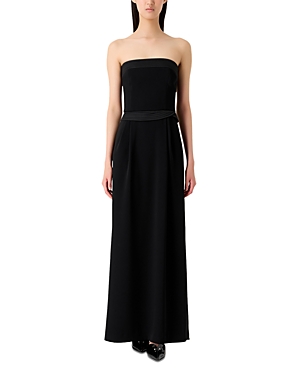 Emporio Armani Strapless Technical Crepe Maxi Dress