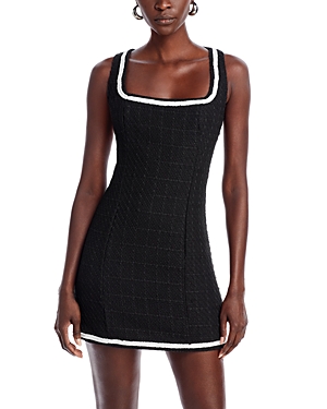 Shop Aqua X Liat Baruch Tweed Square Neck Mini Dress - 100% Exclusive In Black