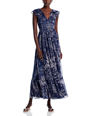 Aqua Floral Faux Wrap Midi Dress - 100% Exclusive