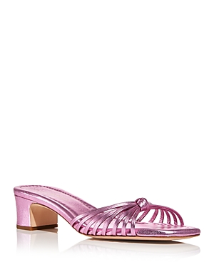 Shop Loeffler Randall Women's Hazel Square Toe Knotted Strap Block Heel Sandals In Pink