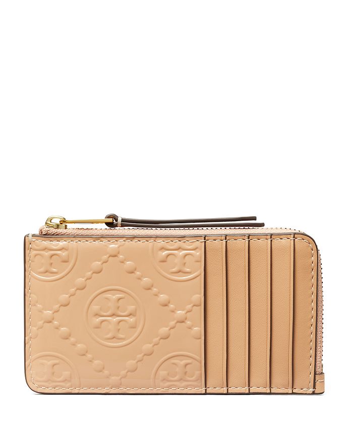 Tory Burch T Monogram Patent Embossed Leather Zip Card Case ...