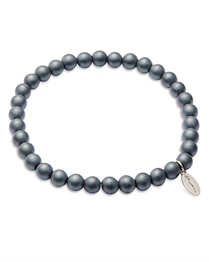 Shop Jan Leslie Matte Hematite Beaded Bracelet In Grey