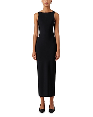Shop Emporio Armani Strappy Sleeveless Sheath Dress In Solid Black