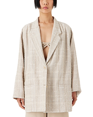 EMPORIO ARMANI OVERSIZED CHECK TWEED BLAZER