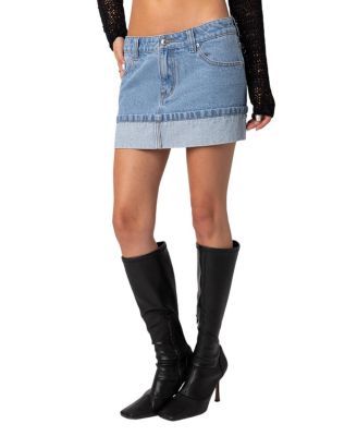 Folded Denim Mini Skirt