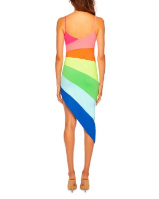 Color Blocked Asymmetric Dress