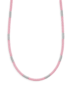 Shop Lagos Sterling Silver Pink Caviar Pink Ceramic Bead Collar Necklace, 16