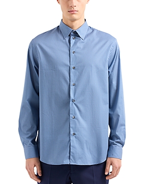 Emporio Armani Long Sleeve Printed Button Front Shirt