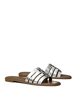 Tory Burch Ines Cage Slide Sandal In Silver