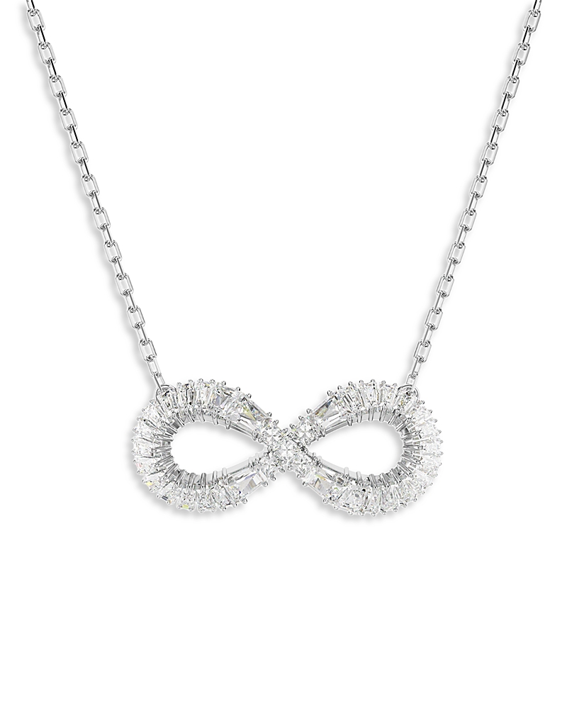 Swarovski Rhodium-plated Crystal Infinity Pendant Necklace, 15" + 2-3/4" Extender In Silver