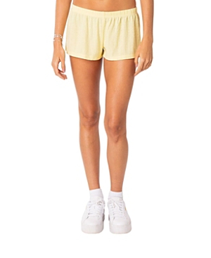 Shop Edikted Irene Low Rise Pointelle Micro Shorts In Yellow