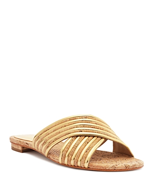 Shop Schutz Women's Latifah Flat Sandals In Ouro Claro/natural