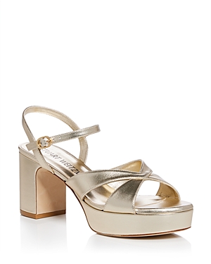 Shop Stuart Weitzman Women's Carmen Midi Platform Sandals In Light Gold