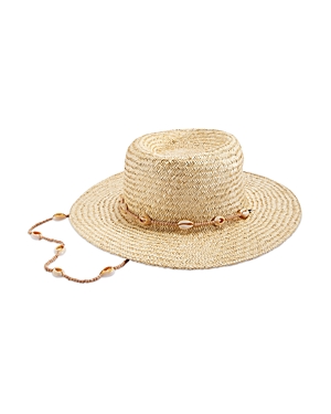 Shop Lack Of Color Seashells Boater Hat In Tan