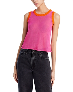 Shop Jumper 1234 Contrast Cropped Sleeveless Sweater In Fuchsia