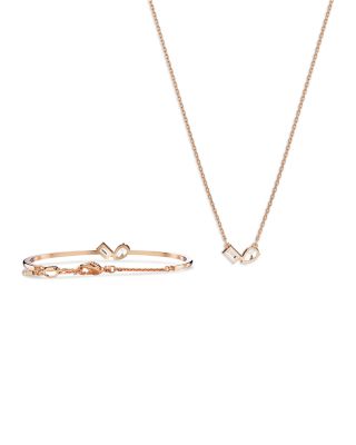 Mesmera Mixed Cut Necklace & Bangle Bracelet Set 