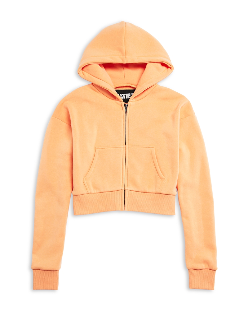 Shop Katiejnyc Girls' Dylan Crop Zip Hoodie - Big Kid In Orange Slush