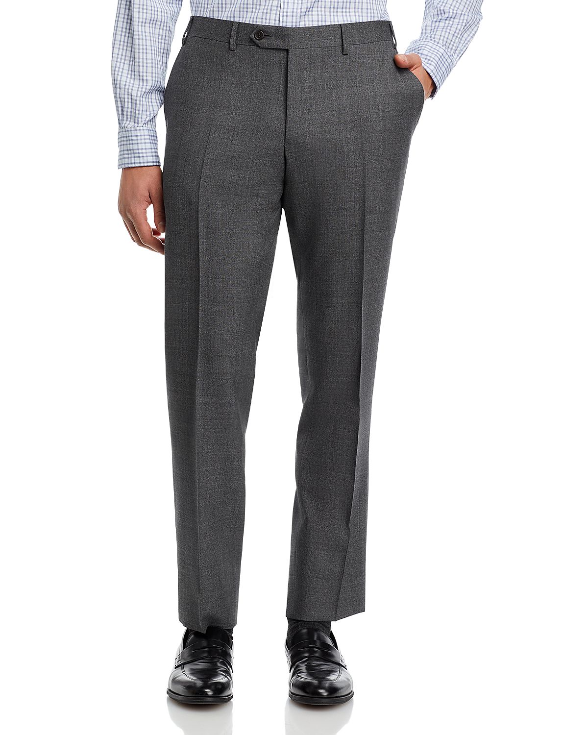 Canali Capri Melange Solid Slim Fit Dress Pants