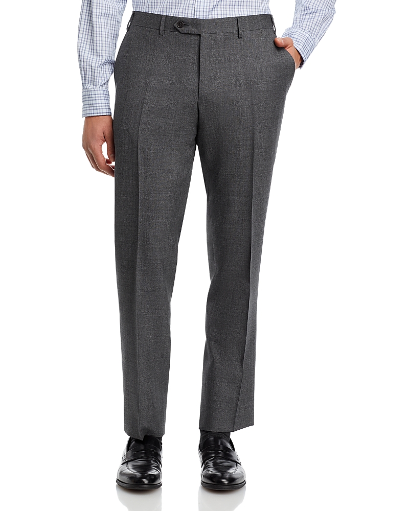 Canali Capri Melange Solid Slim Fit Dress Pants